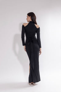 Midnight rules - cut out bodycon maxi dress in black