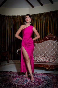 Feel my grace - pink one shoulder maxi dress