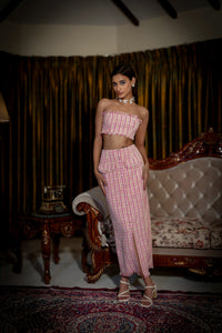 Feel good - tweed midi skirt in pink