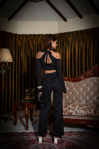 Lost lover - high waist staright leg trousers in black