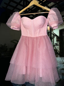 In my Barbie era - pink shimmer organza corset dress