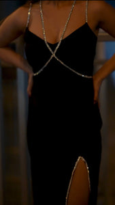 Major Role - black embellished midi dress