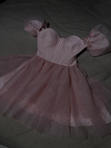 In my Barbie era - pink shimmer organza corset dress