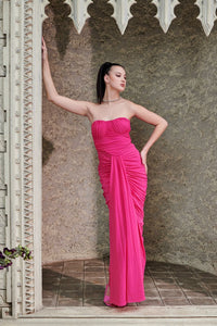 Infinite promises - pink drape maxi dress