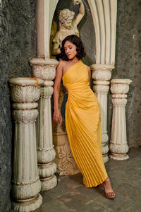 Precious dreams - yellow asymmetric dress