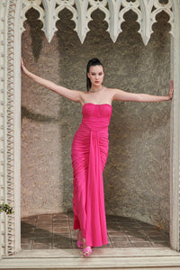 Infinite promises - pink drape maxi dress