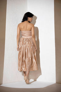 1S - A movement - Metallic gold rose pleated padded dress