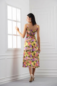 Main character energy - floral print bustier midi dress