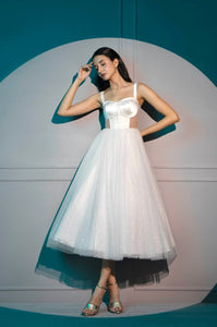 Drop some glitter - white voluminous midi dress