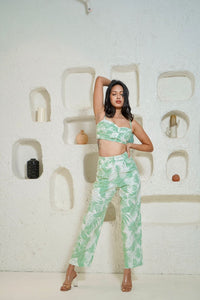 Dreamy pastel mint green printed trousers