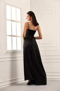 Timeless perfection - Black satin gown