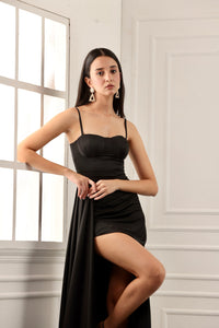 Timeless perfection - Black satin gown