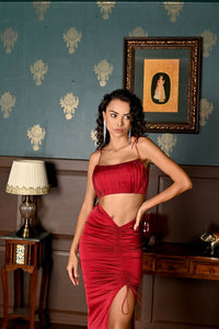 Eternal bliss - red ruched crop top