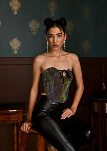 Inner goddess - crystal mesh corset top